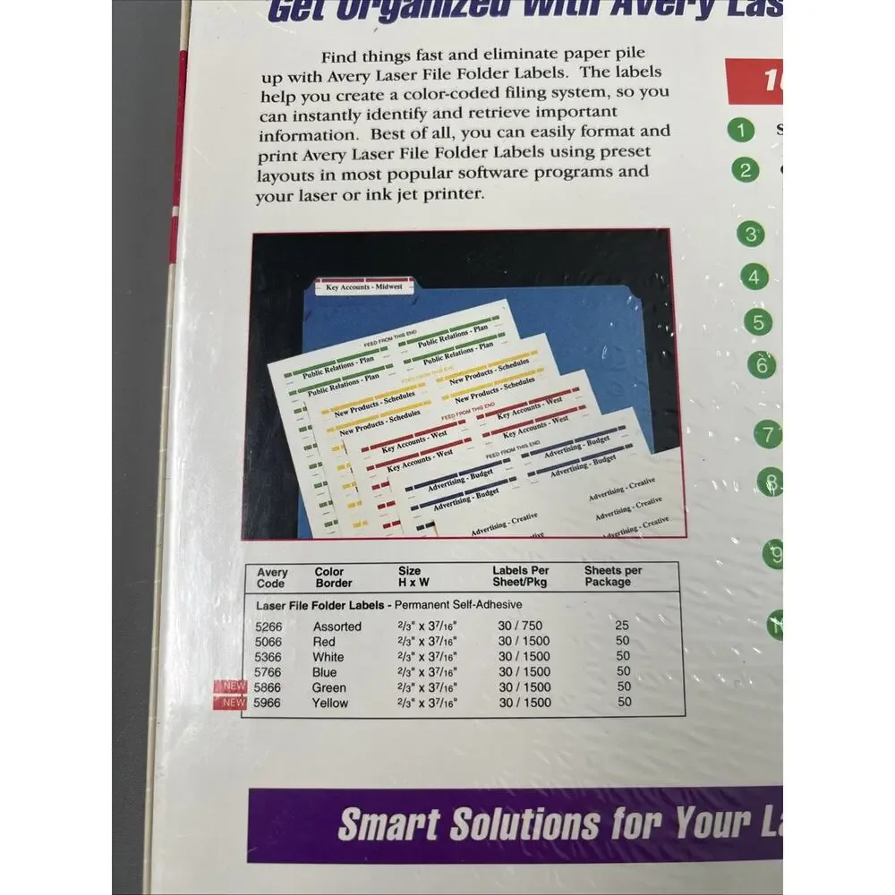 Avery Laser File Folder Labels White #5366 Sealed New 2/3 